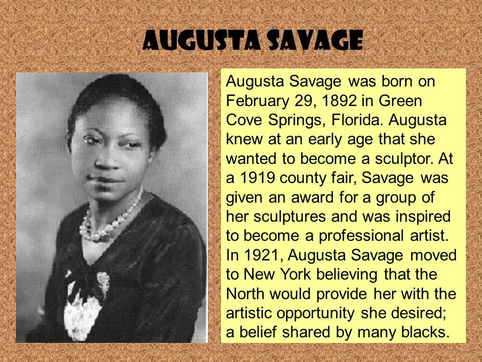 authors writing about augusta savage